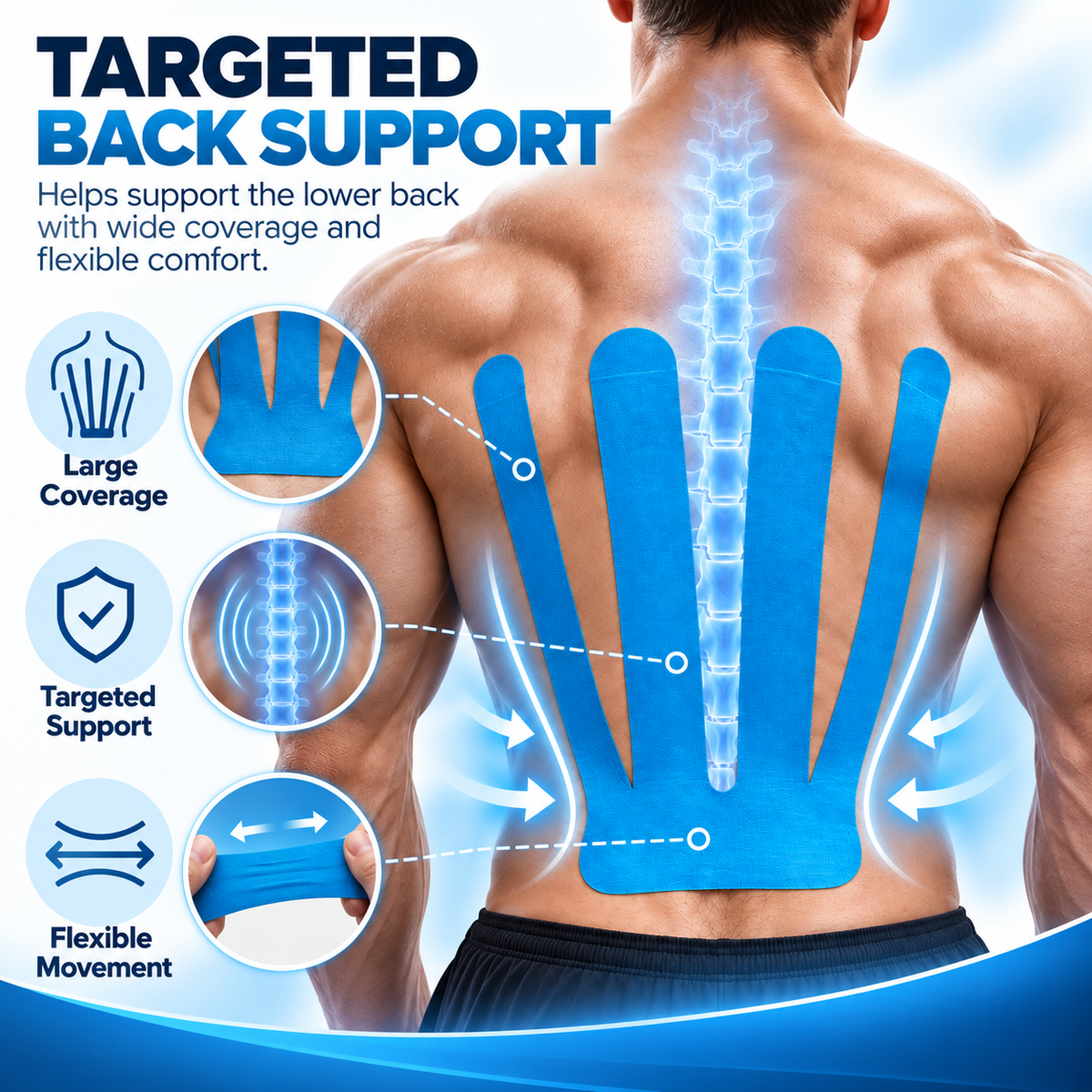 🔥 Lower Back Kinesiology Support Tape – Water-Resistant Athletic Tape