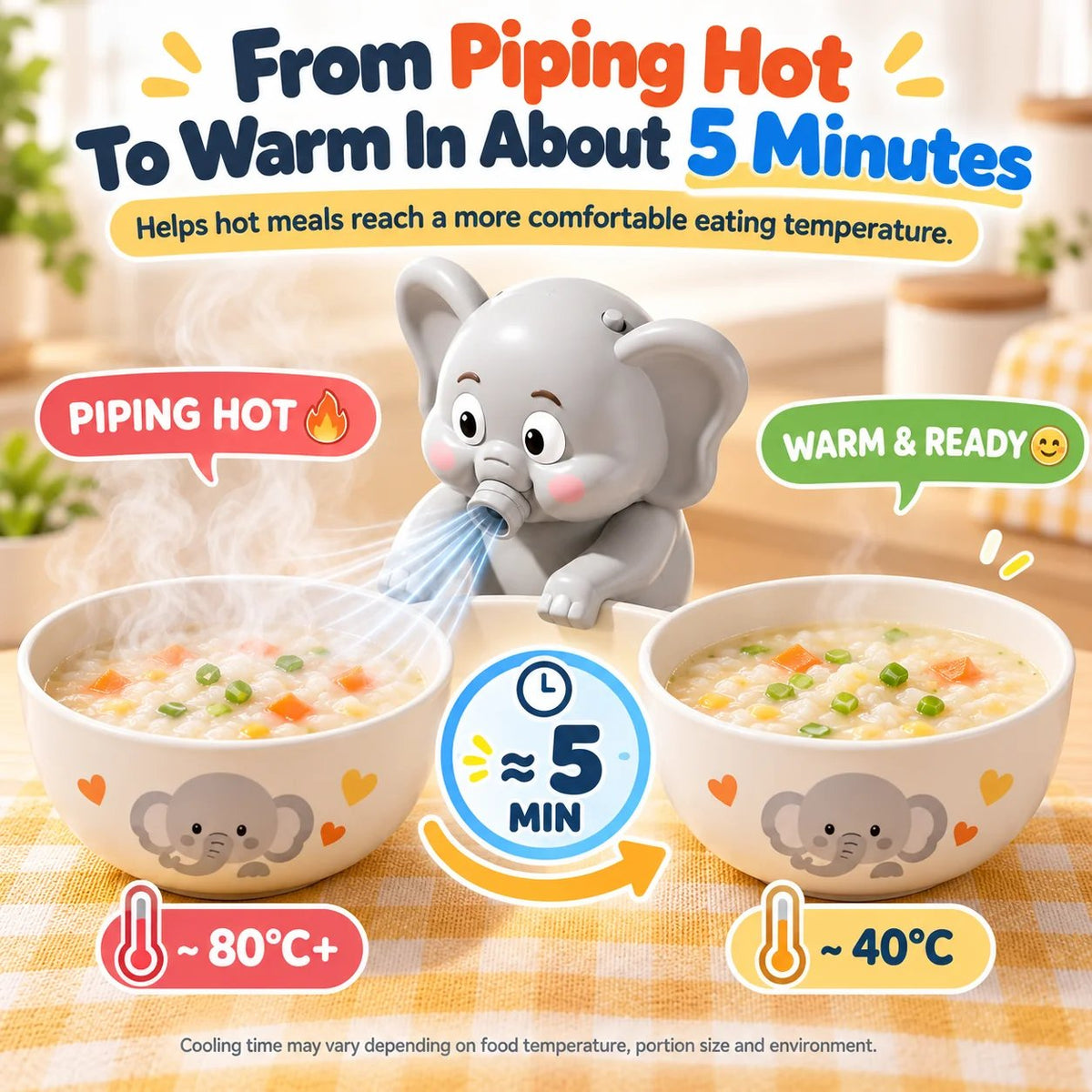 🐘 Little Elephant Food Cooling Fan | Make Hot Meals Easier
