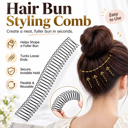 ✨ Flexible Hair Bun Styling Comb – Tuck Flyaways, Shape & Secure a Fuller Bun in Seconds