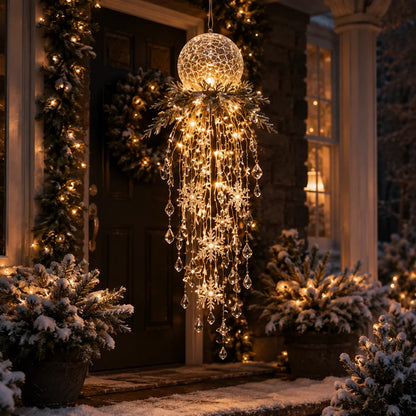 ❄️Crystal Cascade Christmas Light – Hanging Snowflake & Crystal LED Porch Décor ✨