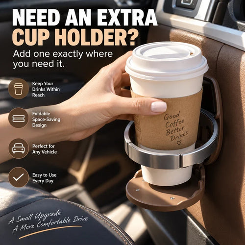 🚗 50% OFF Today! Foldable Car Cup Holder for Extra Drink Space Anytime