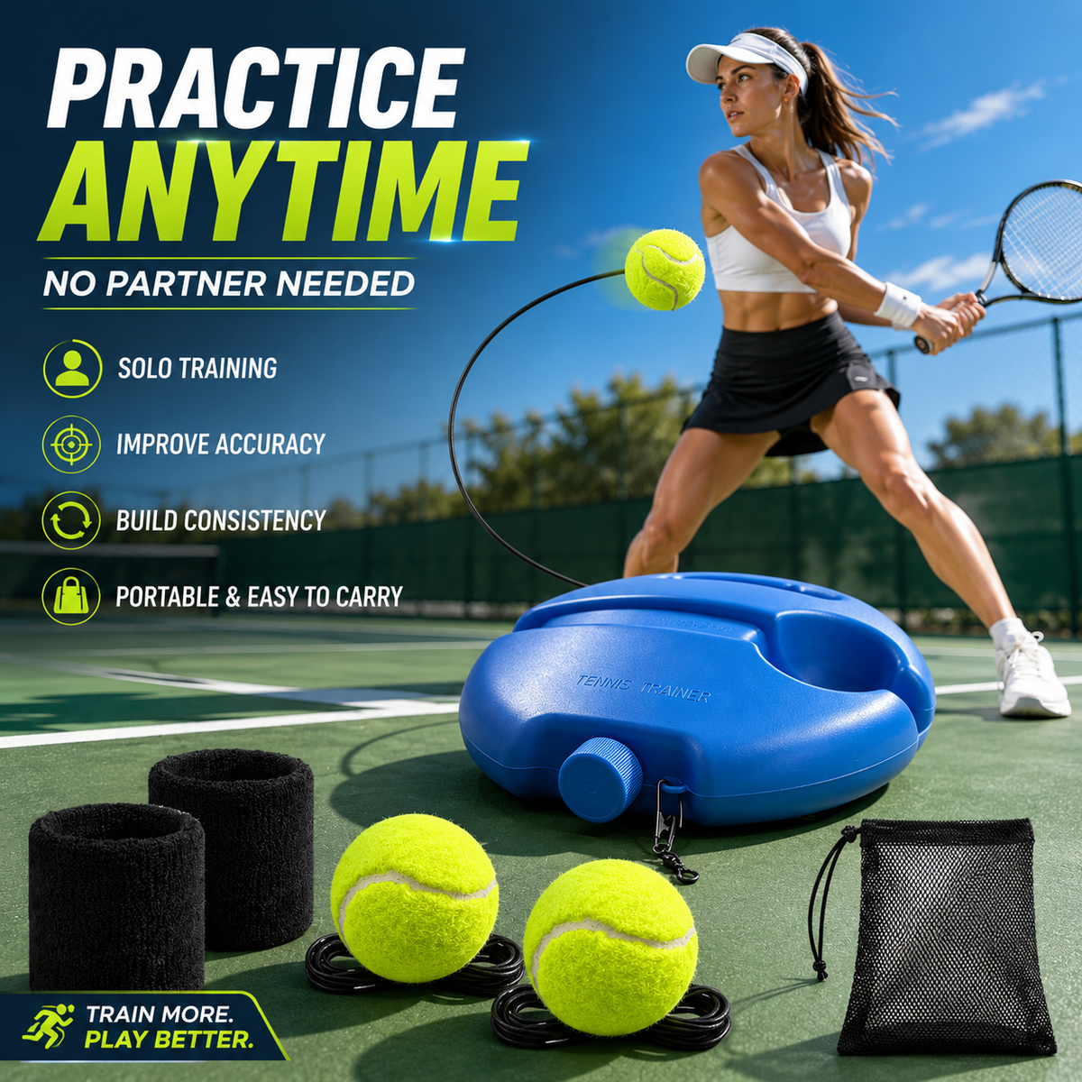 🎾 Solo Tennis Trainer Rebound Set