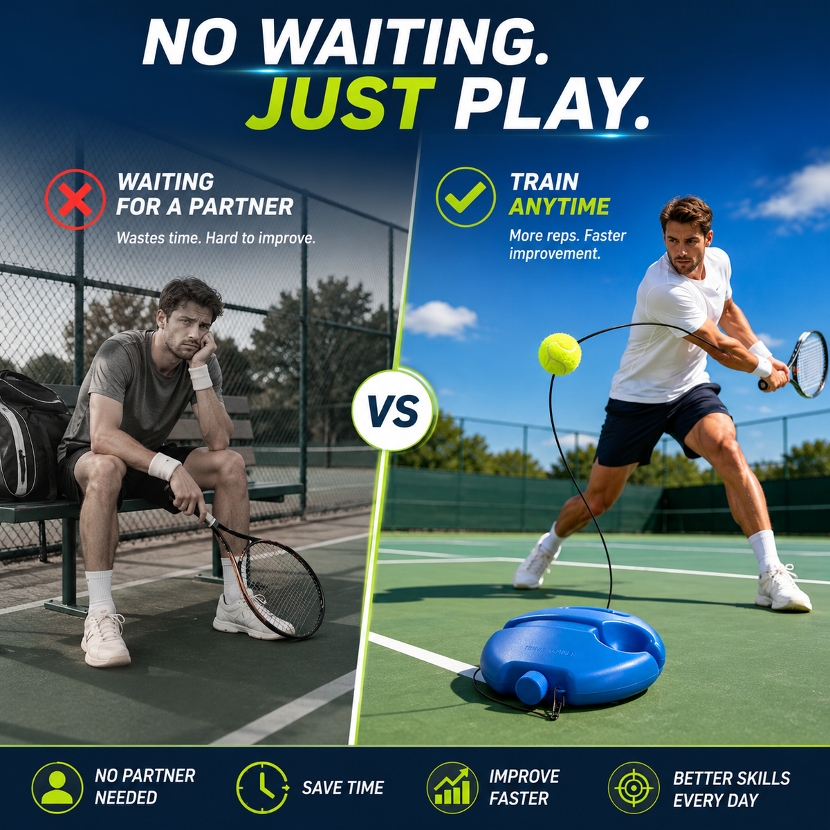 🎾 Solo Tennis Trainer Rebound Set