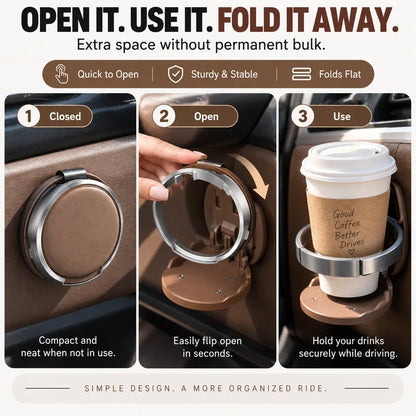 🚗 50% OFF Today! Foldable Car Cup Holder for Extra Drink Space Anytime