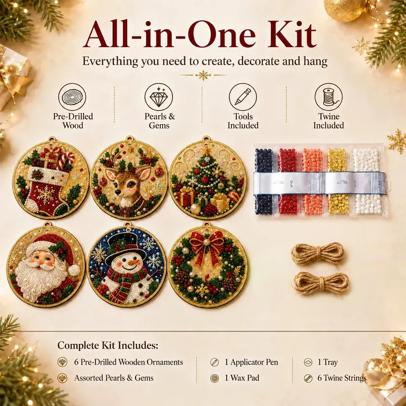 6Pcs/12Pcs Christmas DIY Diamond Painting Ornaments Kit