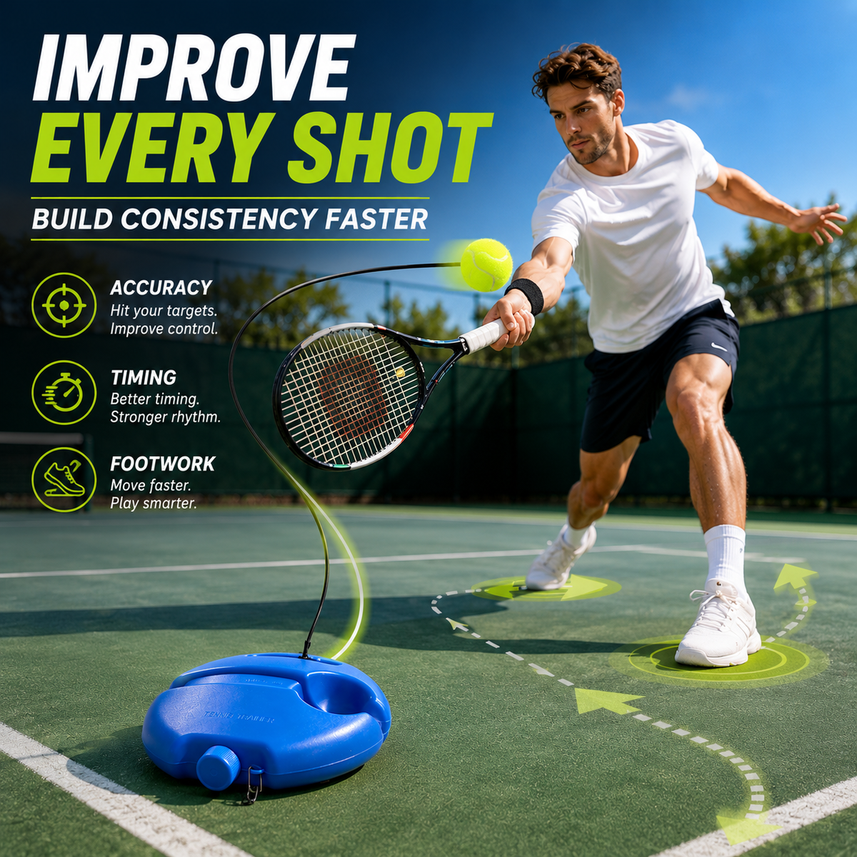 🎾 Solo Tennis Trainer Rebound Set