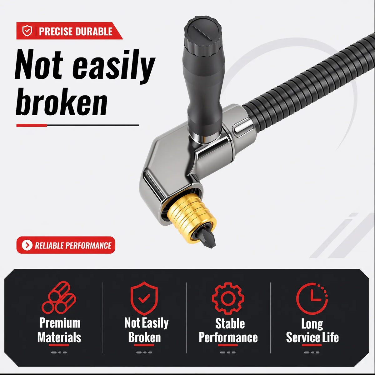 90-Degree Right Angle Drill Attachment, Swivel Corner Drill Adapter Tool for Confined Spaces, Heavy-Duty Electric Drill Extension for Furniture, Closets, and Woodworking