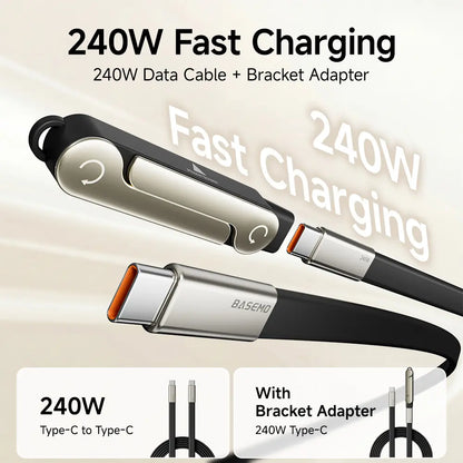 240W SuperCharge Durable 2-in-1 Detachable USB-C Power Cable Charger