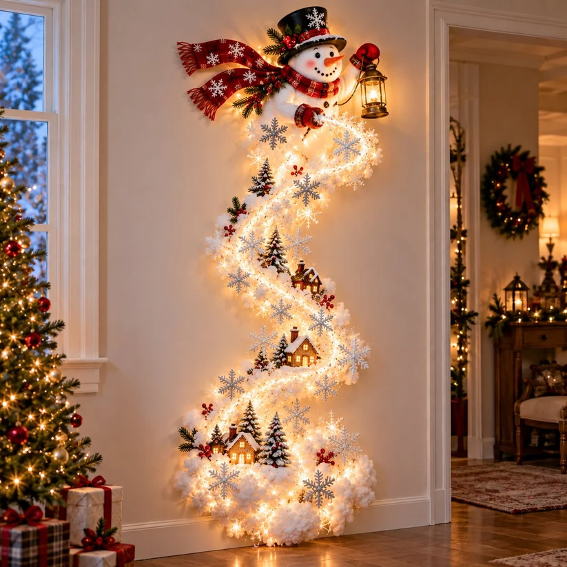 ✨ Christmas Wall Magic Lighted Decoration – Warm Glowing Holiday Wall Display