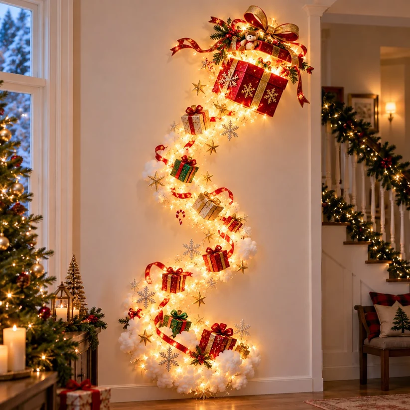✨ Christmas Wall Magic Lighted Decoration – Warm Glowing Holiday Wall Display