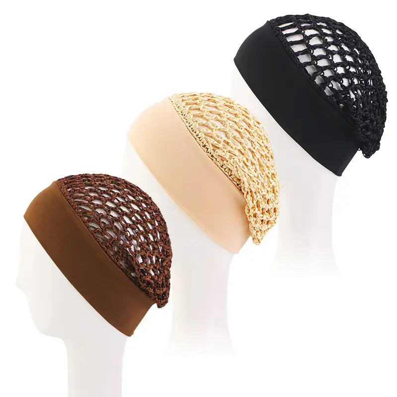 🔥Limited-Time 49% OFF🧶 Wide-Band Crochet Hair Net | 💨 Breathable Stretch Sleep & Beauty Hair Cap