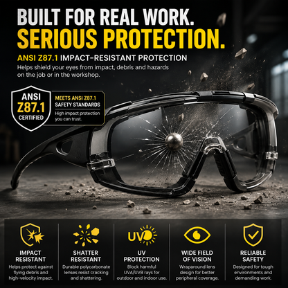 🕶️Photochromic Safety Glasses | Auto-Darkening Lens | Indoor & Outdoor Impact Protection