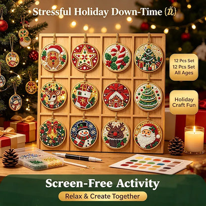 🔥🎁6Pcs/12Pcs Christmas DIY Diamond Painting Ornaments Kit, Xmas Tree Hanging Pendant🎄