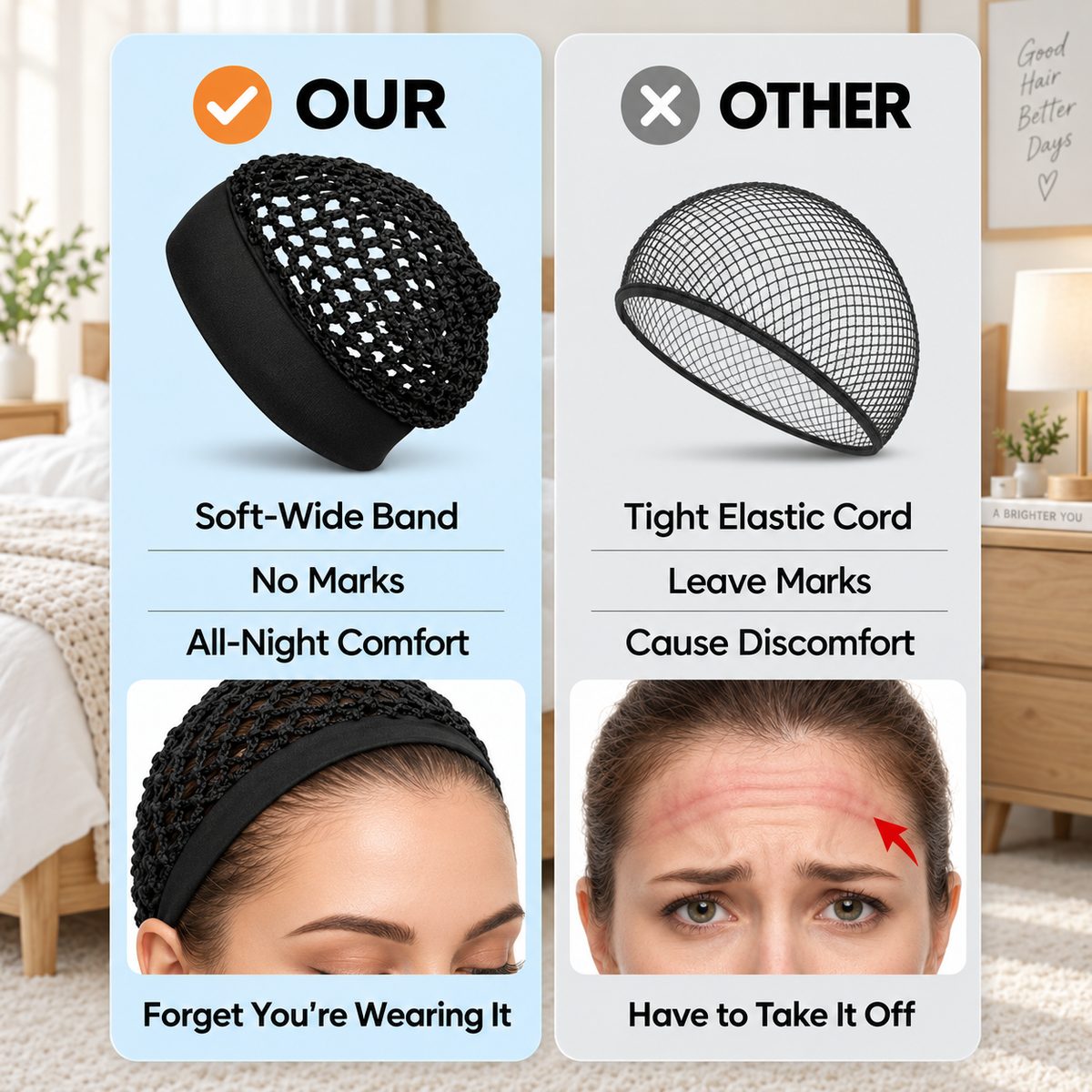 🔥Limited-Time 49% OFF🧶 Wide-Band Crochet Hair Net | 💨 Breathable Stretch Sleep & Beauty Hair Cap
