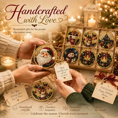 🔥🎁6Pcs/12Pcs Christmas DIY Diamond Painting Ornaments Kit, Xmas Tree Hanging Pendant🎄