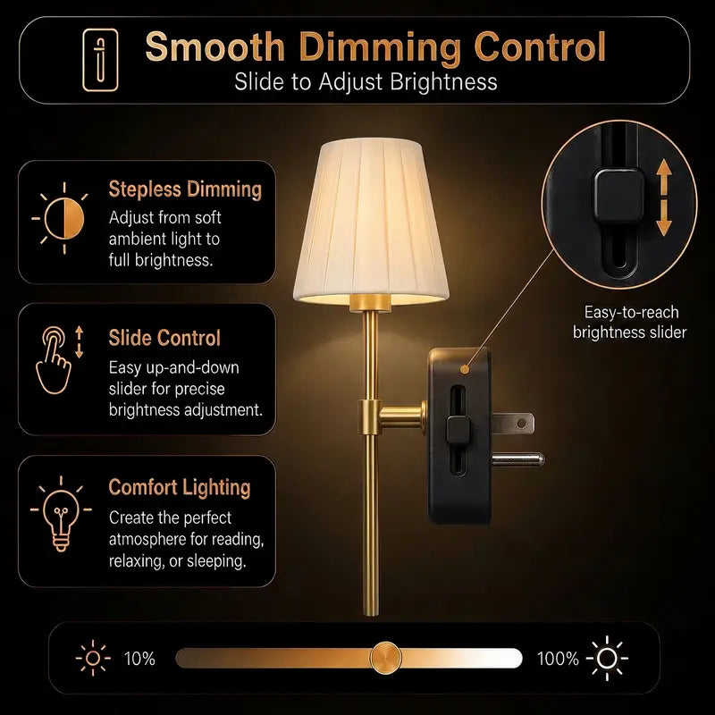 Vintage Pleated Fabric Plug-In Night Light
