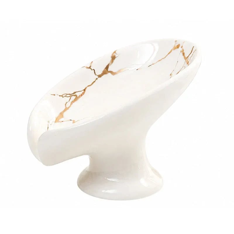 🎉 Ceramic Self-Draining Leaf Soap Dish