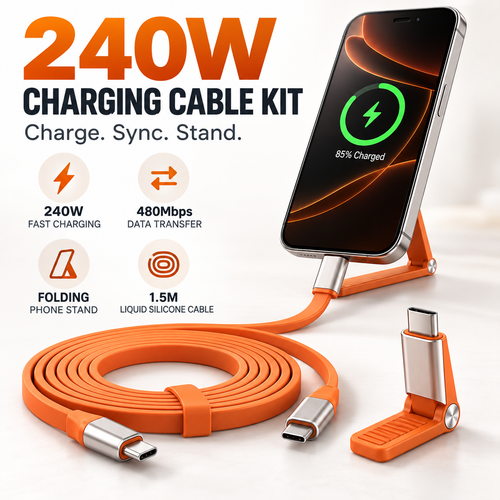 240W SuperCharge Durable 2-in-1 Detachable USB-C Power Cable Charger