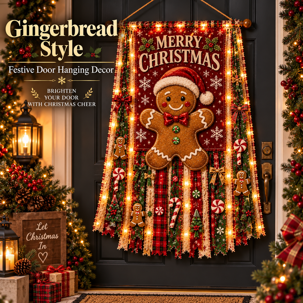 🎄 Lighted Christmas Door Hanging Decor✨