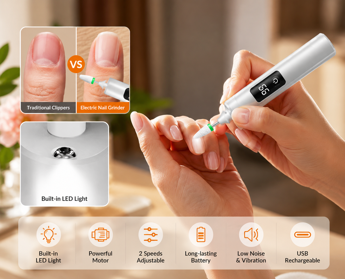 🔥 LAST DAY 50% OFF-Electric Nail Grinder With LED Light💡