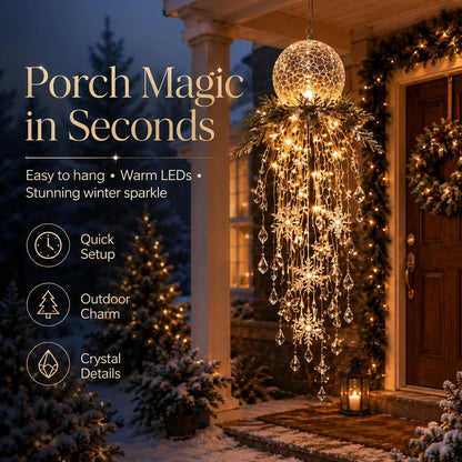 ❄️Crystal Cascade Christmas Light – Hanging Snowflake & Crystal LED Porch Décor ✨