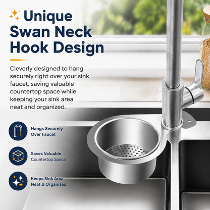 🦢 Swan-Shaped Sink Strainer – Stainless Steel, Traps Food Debris, Fits Standard Drains