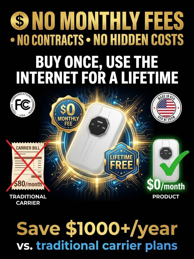 Boundless Portable Wi‑Fi | Global Coverage, Free for Life, No SIM, No Contract, No Hidden Costs