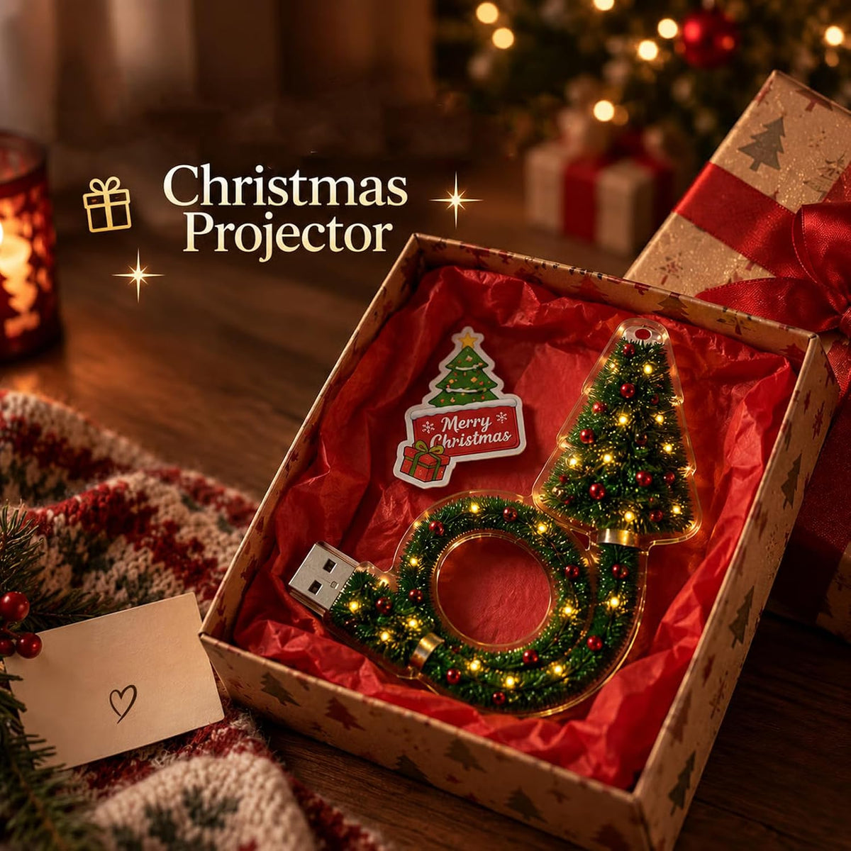 🎄Christmas Projector Light, Plug-In Christmas Tree Projection Night Light -Instant Holiday Room Decor
