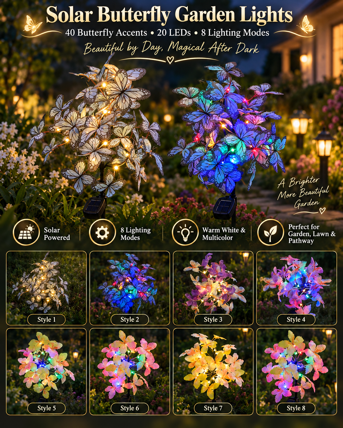 🏅2026 Best Seller 🦋✨ 50% OFF – Solar Butterfly Garden Lights | Beautiful by Day, Magical After Dark