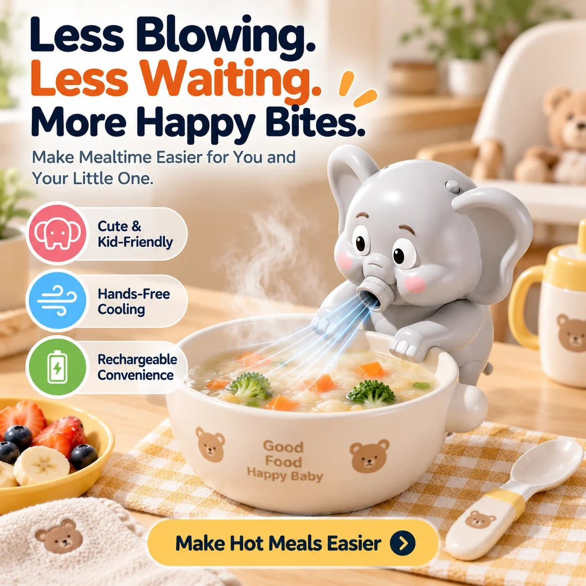 🐘 Little Elephant Food Cooling Fan | Make Hot Meals Easier