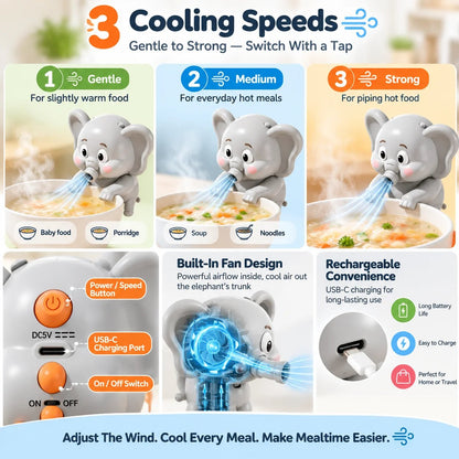 🐘 Little Elephant Food Cooling Fan | Make Hot Meals Easier