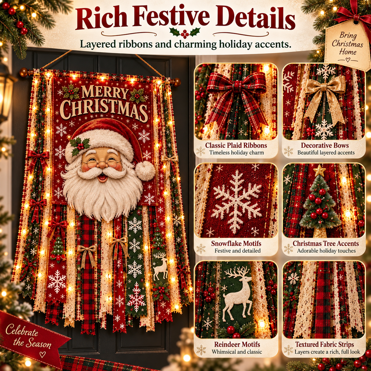 🎄 Lighted Christmas Door Hanging Decor✨