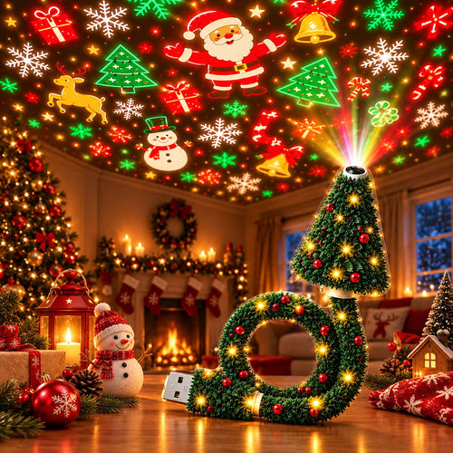 🎄Christmas Projector Light, Plug-In Christmas Tree Projection Night Light -Instant Holiday Room Decor