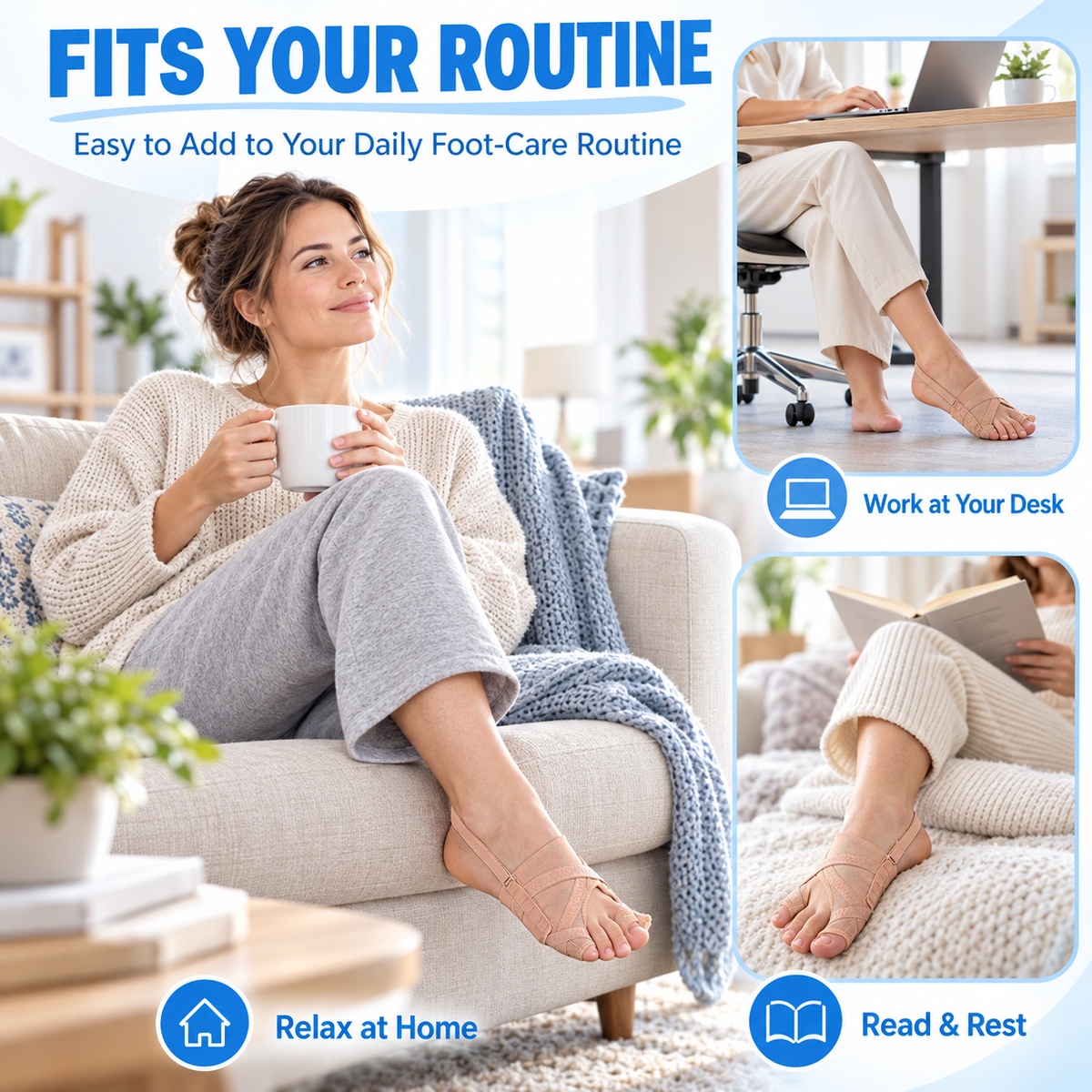 🦶 5-Level Adjustable Big Toe Corrector – Toe-to-Heel Alignment Support for Everyday Comfort