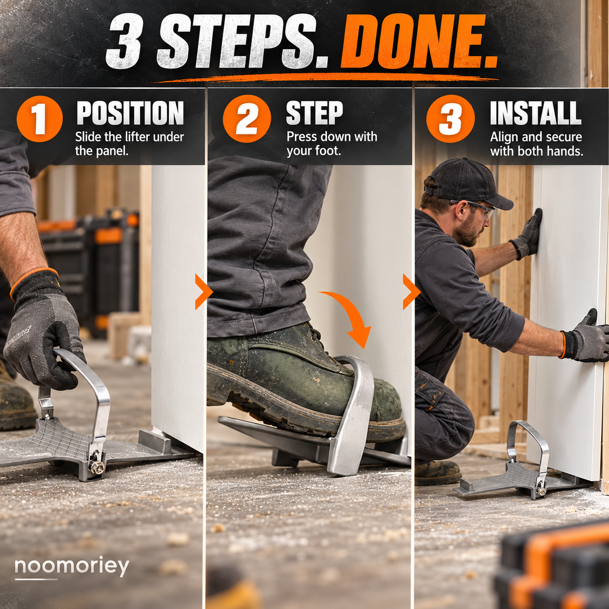 🚪 StepLift Panel Lifter – Foot-Powered Installation Tool