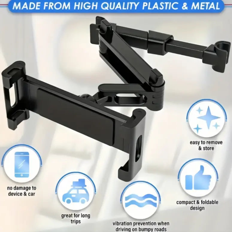 360-Degree Rotatable Car Rear Headrest Tablet Holder