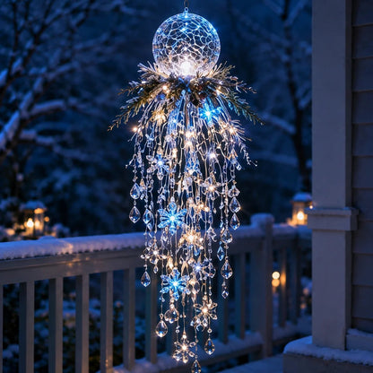 ❄️Crystal Cascade Christmas Light – Hanging Snowflake & Crystal LED Porch Décor ✨