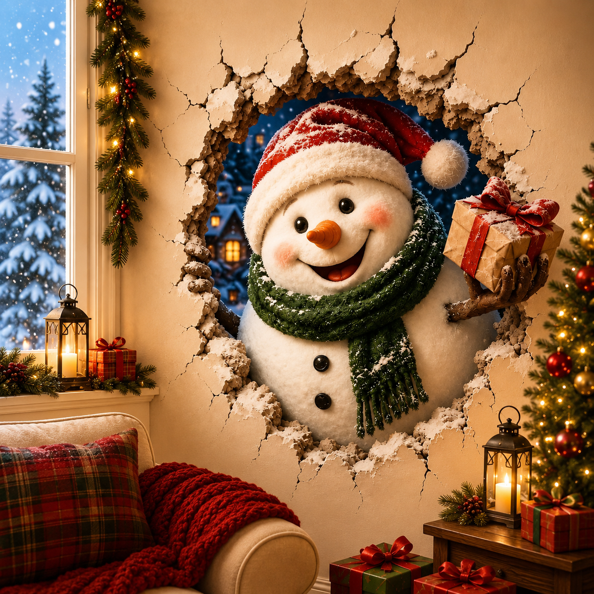 🔥Last Day 50% OFF-19.7'' Christmas Break-In 3D Wall Decal