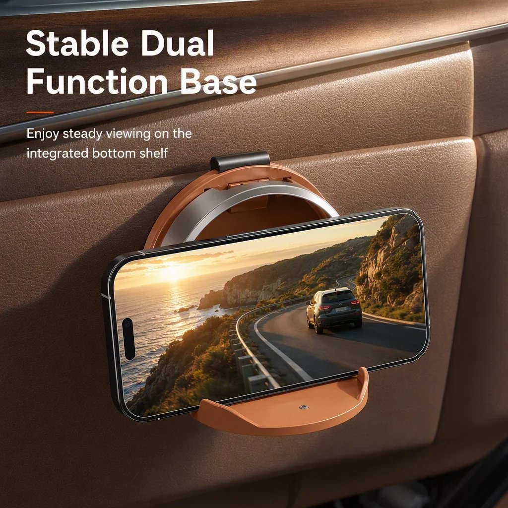 Foldable Car Cup Holder with Hook for Space-Saving Storage