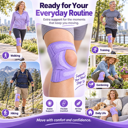 💜 Adjustable Open-Patella Knee Support Brace – Flexible Stabilizers & Custom Compression