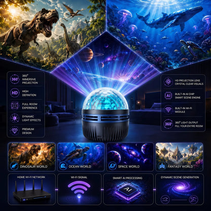 🎉🦖🎁360° Smart Holographic Starry Sky Projector