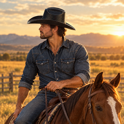 🤠 Classic Western Cowboy Hat – Wide Brim Outdoor Sun Hat for Ranch, Festival & Everyday Wear