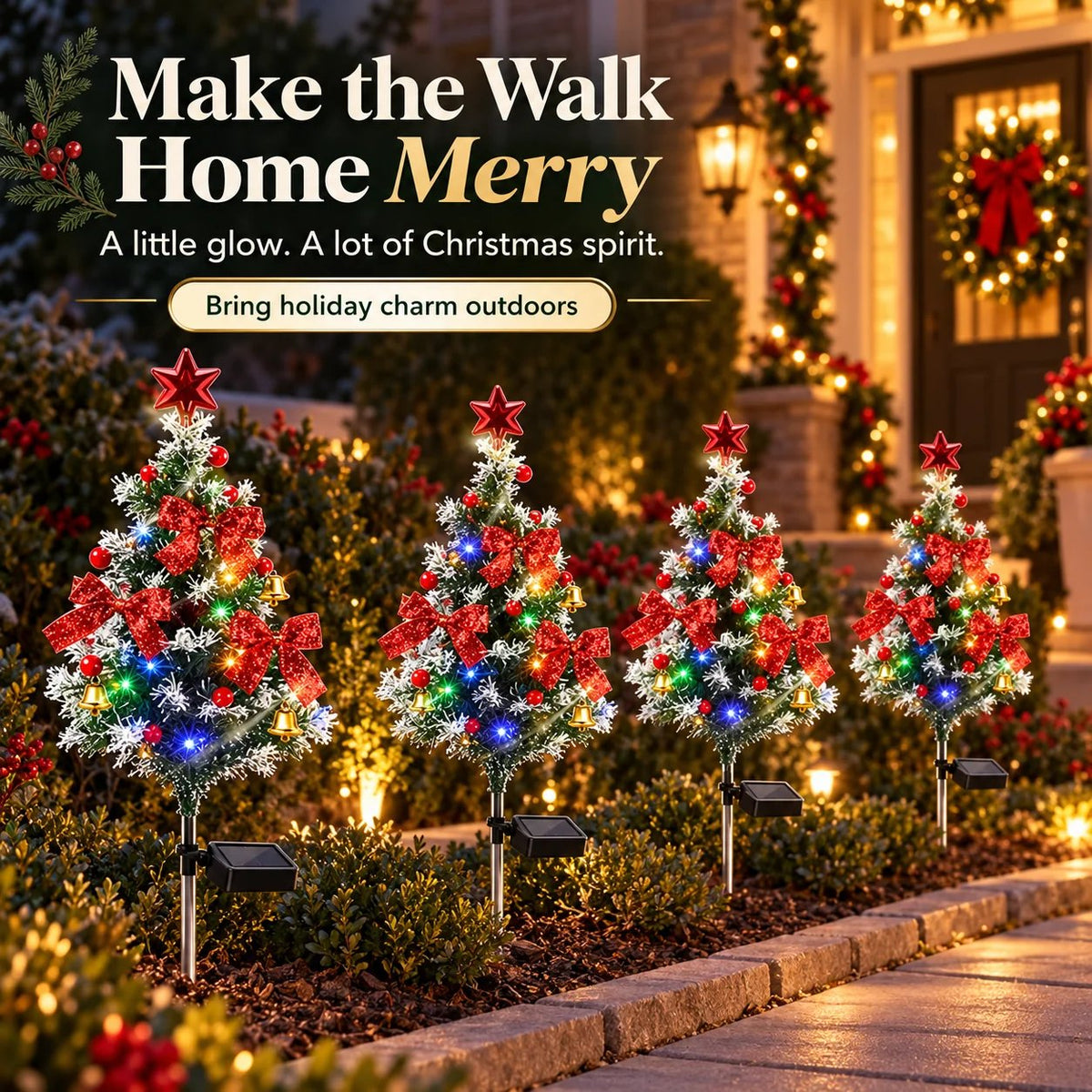 4-packs🎄 Solar Christmas Tree Lights/Suitable for use in a garden or in front of a headstone