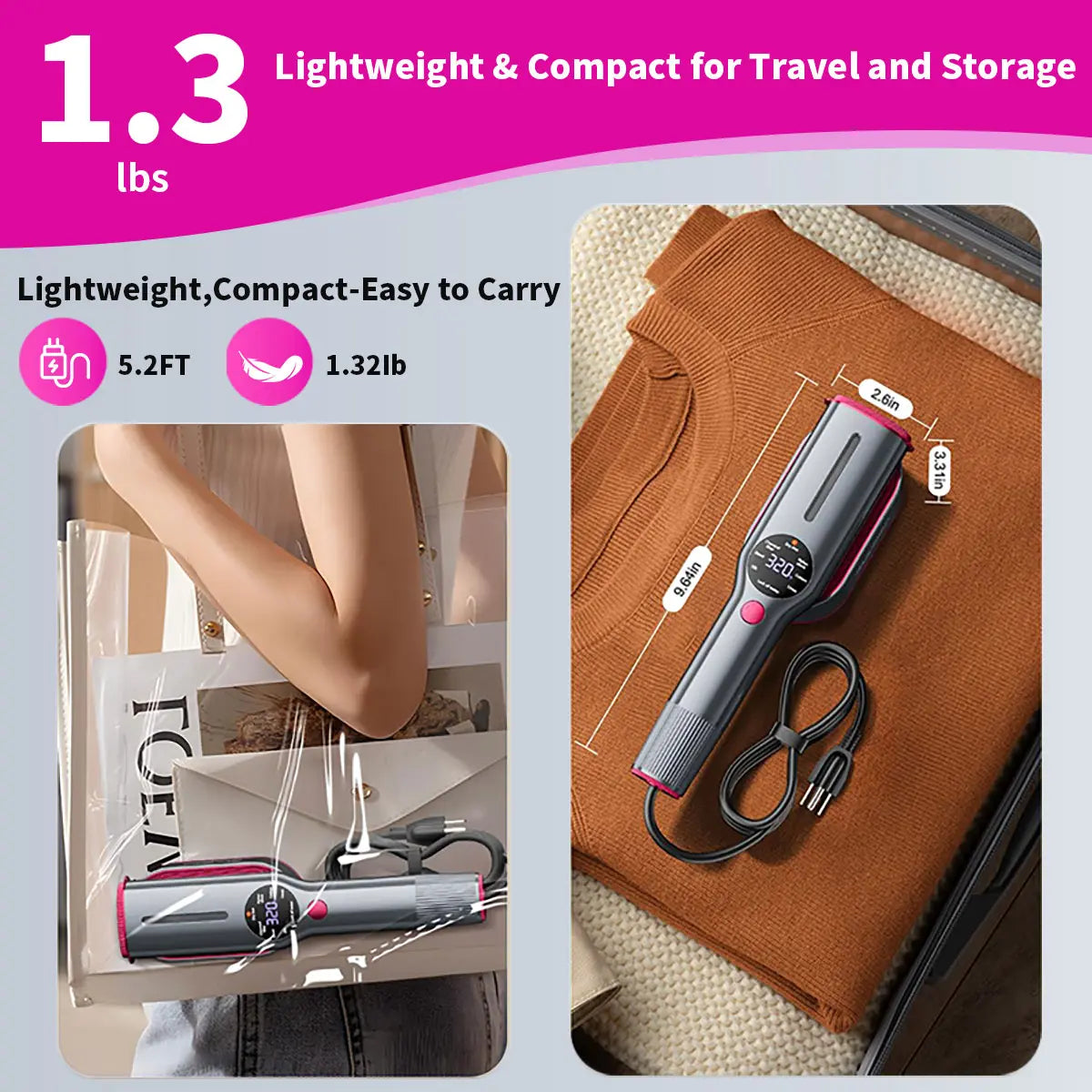 2-in-1 Handheld Steam Iron, 1200W Fast Heat-Up Garment Steamer with 7 Fabric Modes, Rotatable Tip Portable Wrinkle Remover for Home & Travel