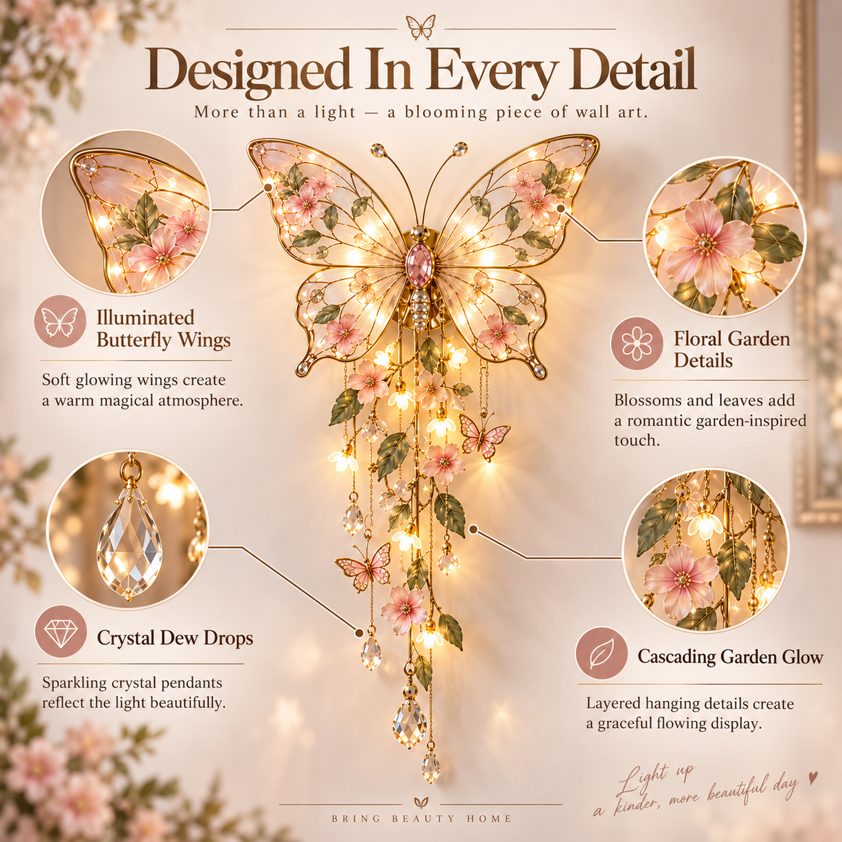 🔥Last Day 49%🦋✨ Enchanted Butterfly Cascade Light – Magical Lighted Wall Decor