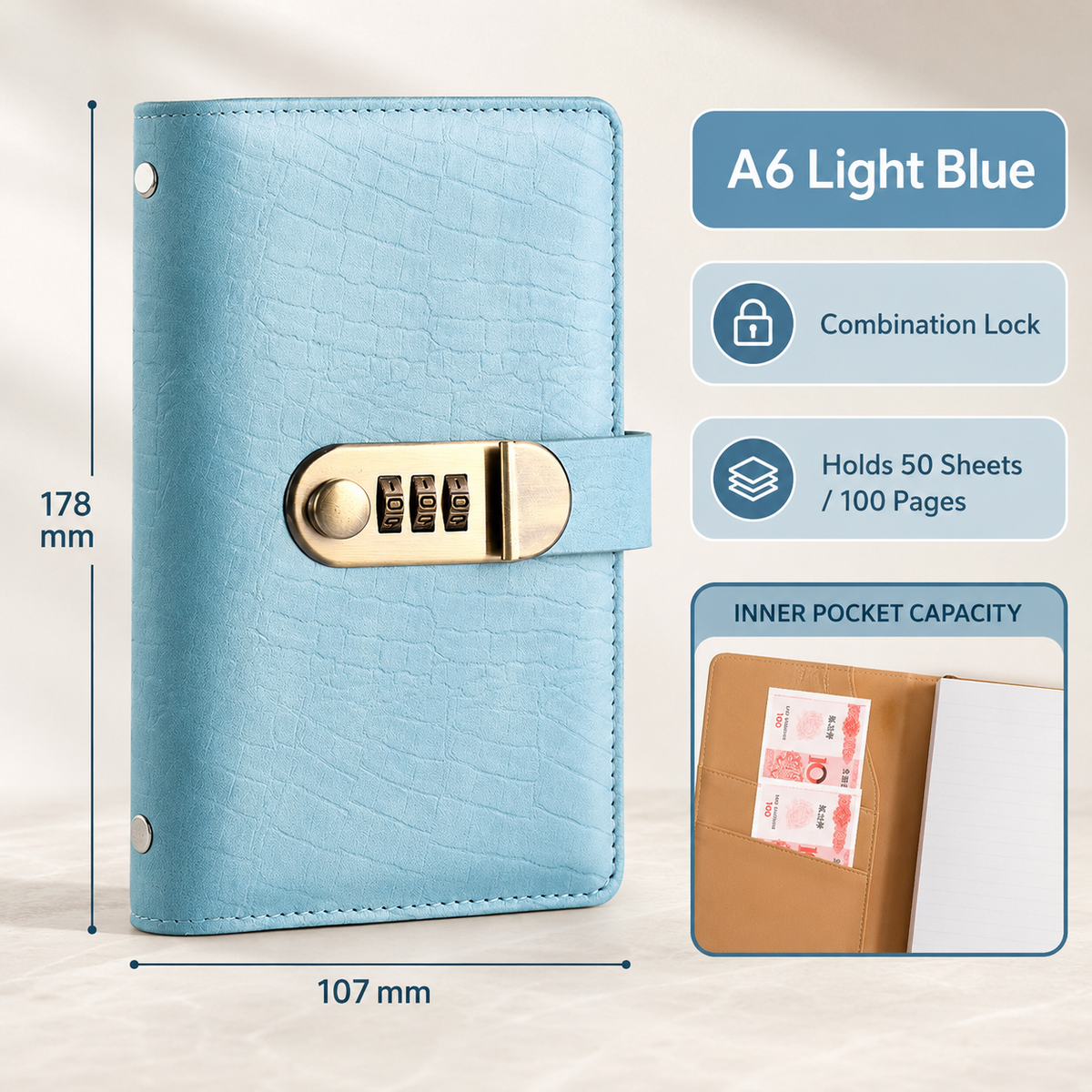🔒 MONEY ORGANIZER | A6 Savings Notebook with Secure Closure – Cash Storage, Budget Planner & Expense Tracker