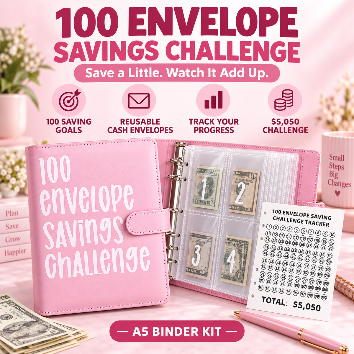 🔥💸100 Envelope Saving Challenged Book
