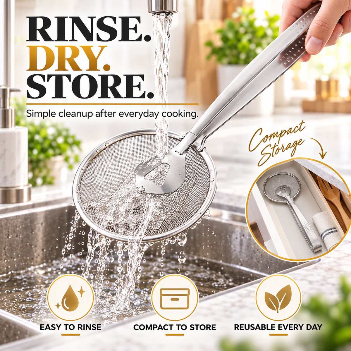 🔥 50% OFF Today 2-in-1 Spider Strainer Tongs for Frying & Draining