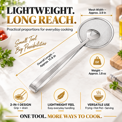 🔥Last Day 50% OFF💥🎉2-in-1 Spider Strainer Tongs – Stainless Steel Frying & Draining Tool