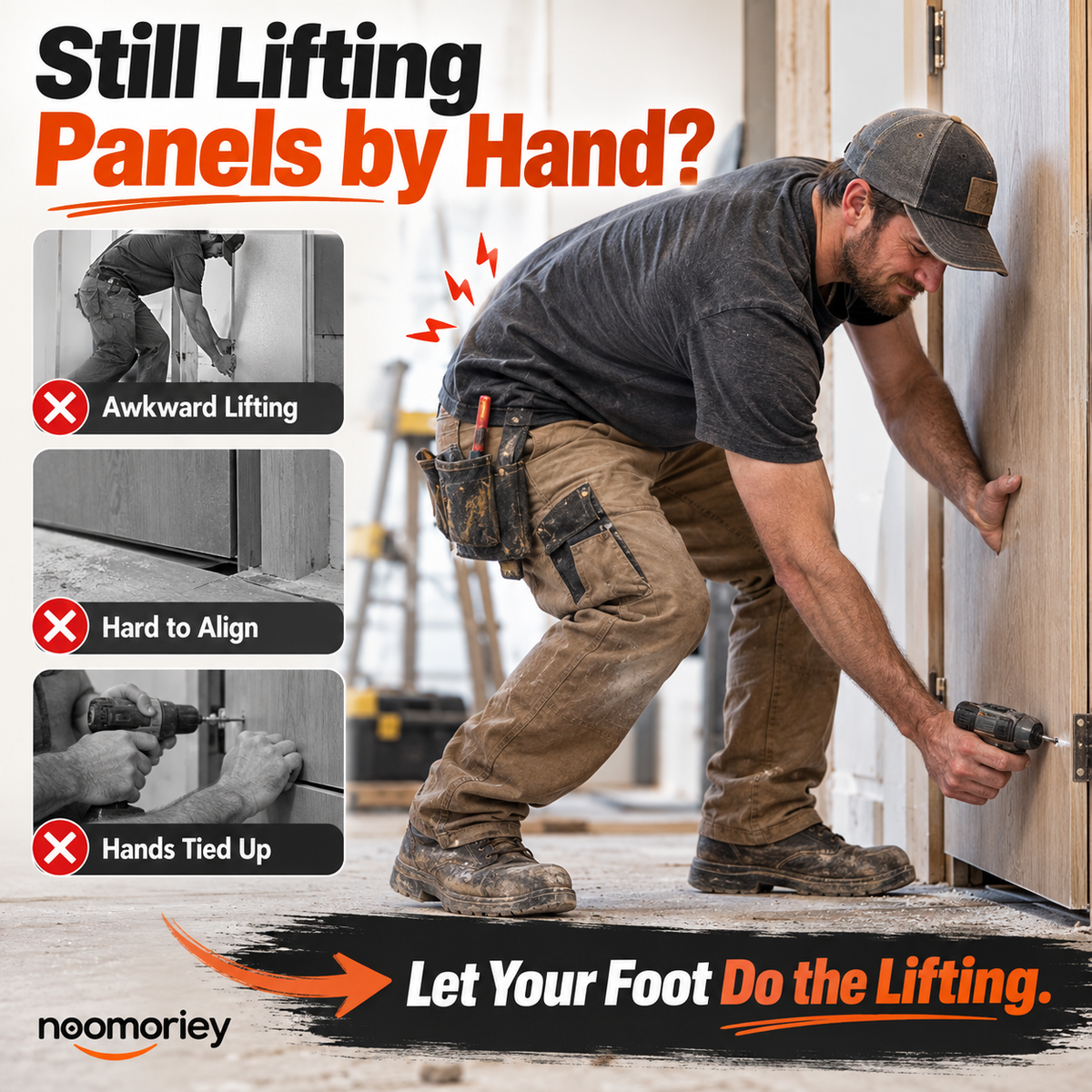 🚪 StepLift Panel Lifter – Foot-Powered Installation Tool